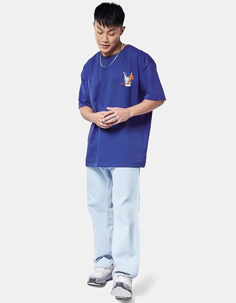 Cotton Drop Shoulder Round Neck Oversized Baggy Fit Front & Back Graphic Printed Half Sleeve T-Shirt Men (Available in from S to 2XL)