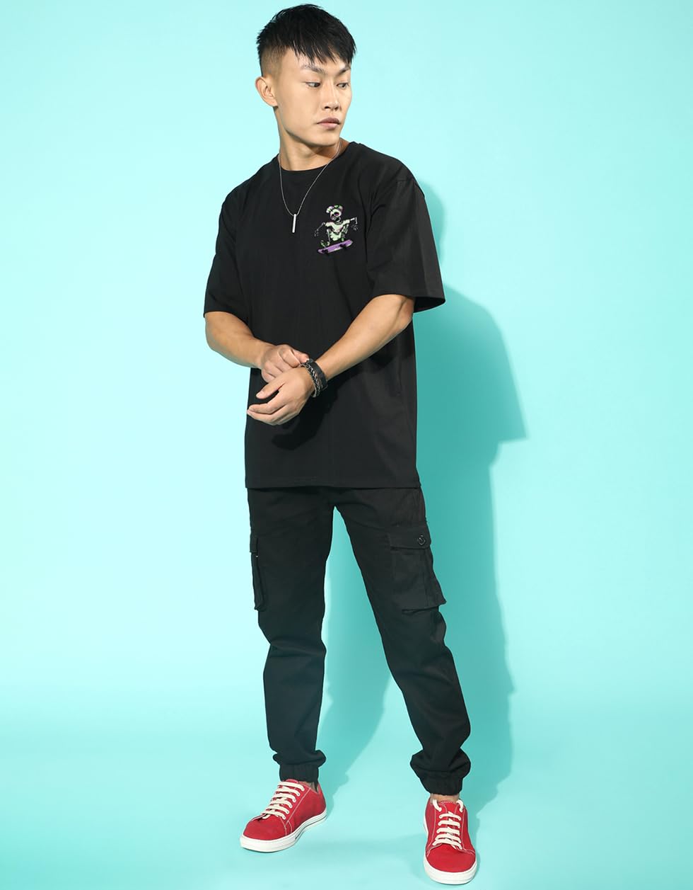 Cotton Drop Shoulder Round Neck Oversized Baggy Fit Front & Back Graphic Printed Half Sleeve T-Shirt Men (Available in from S to 2XL)