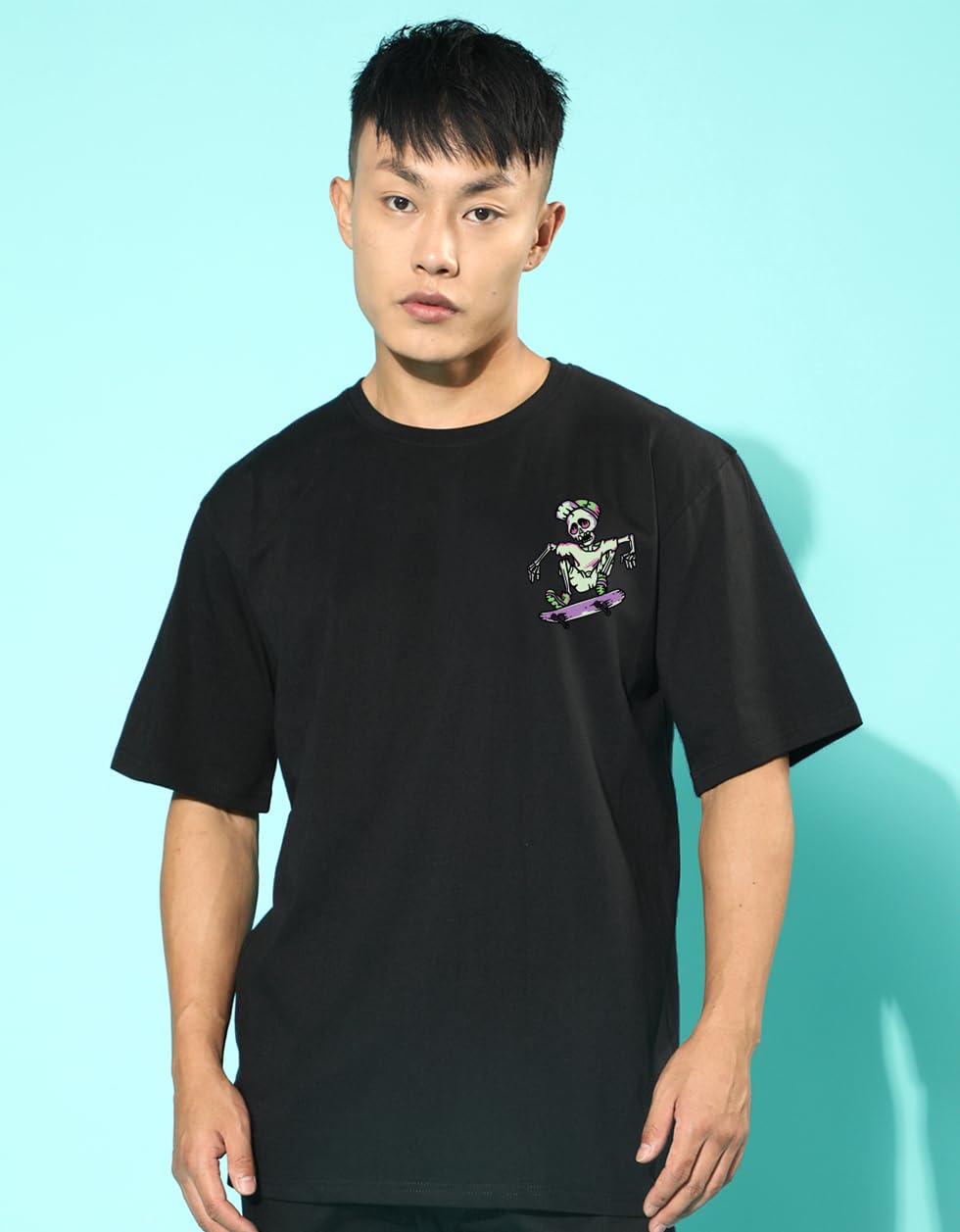 Cotton Drop Shoulder Round Neck Oversized Baggy Fit Front & Back Graphic Printed Half Sleeve T-Shirt Men (Available in from S to 2XL)