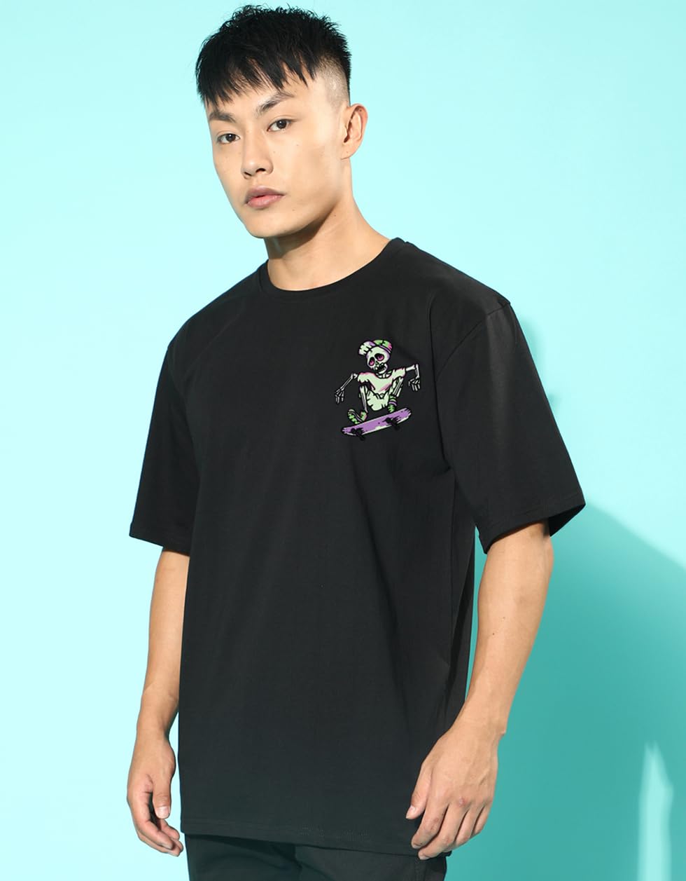 Cotton Drop Shoulder Round Neck Oversized Baggy Fit Front & Back Graphic Printed Half Sleeve T-Shirt Men (Available in from S to 2XL)