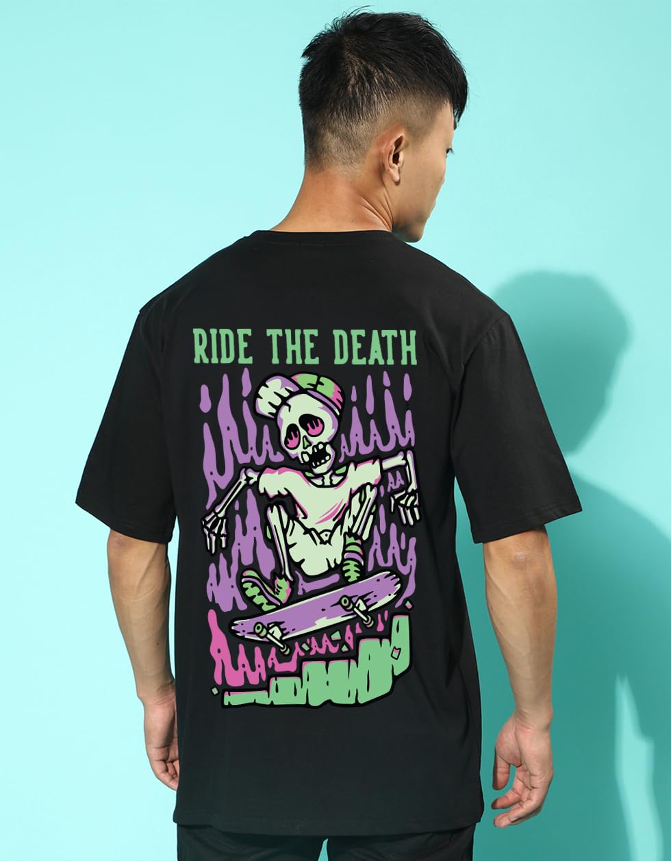 Cotton Drop Shoulder Round Neck Oversized Baggy Fit Front & Back Graphic Printed Half Sleeve T-Shirt Men (Available in from S to 2XL)