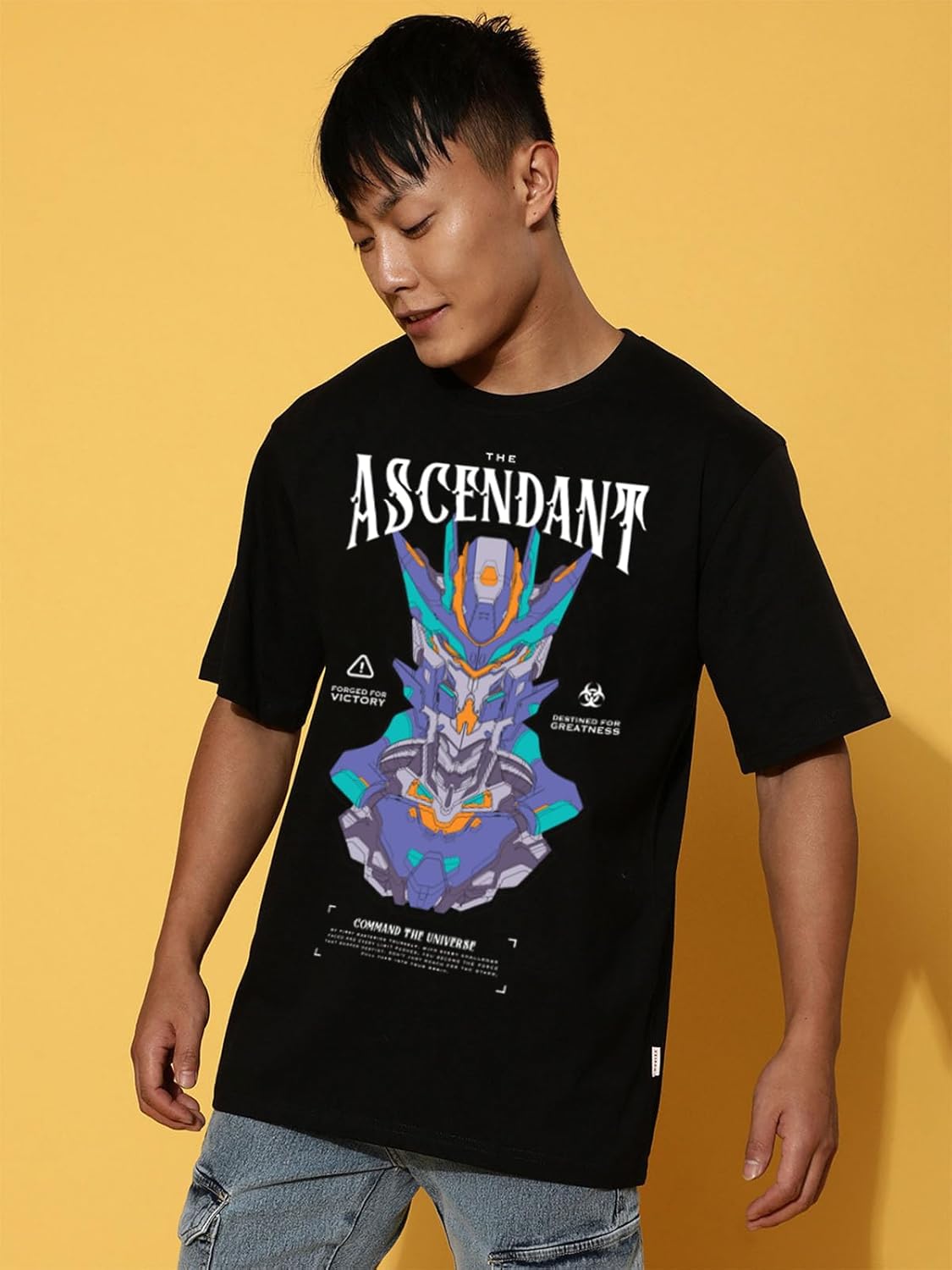Cotton Drop Shoulder Round Neck Oversized Baggy Fit Front & Back Graphic Printed Half Sleeve T-Shirt Men (Available in from S to 2XL)