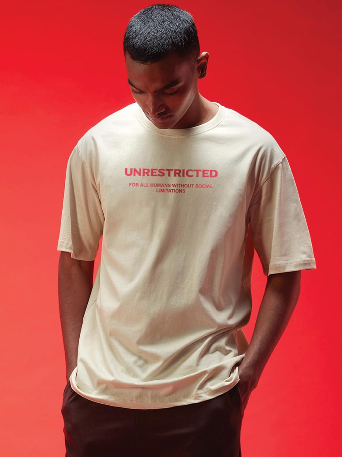 Cotton Drop Shoulder Round Neck Oversized Baggy Fit Front & Back Graphic Printed Half Sleeve T-Shirt Men (Available in from S to 2XL)