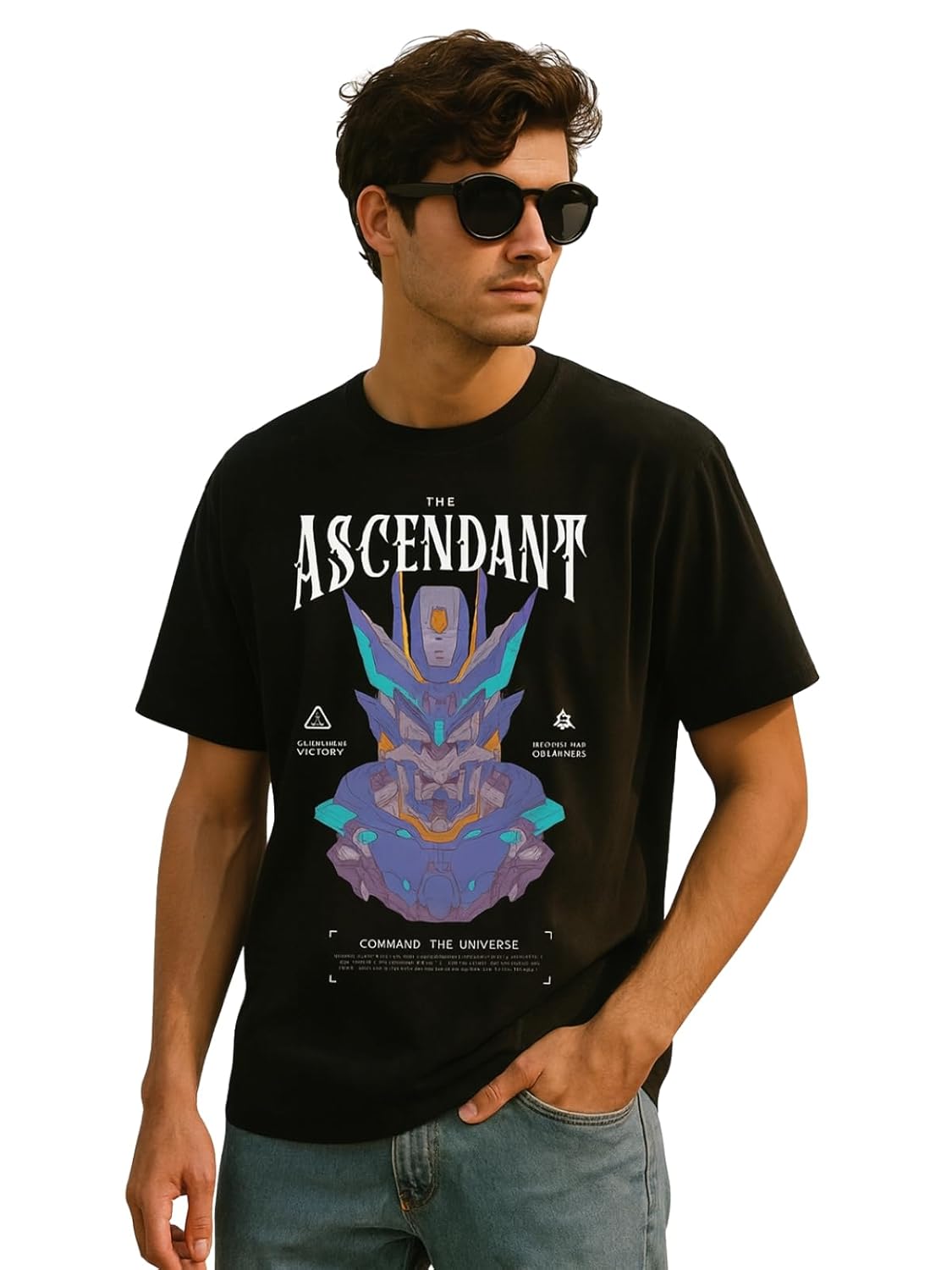 Cotton Drop Shoulder Round Neck Oversized Baggy Fit Front & Back Graphic Printed Half Sleeve T-Shirt Men (Available in from S to 2XL)