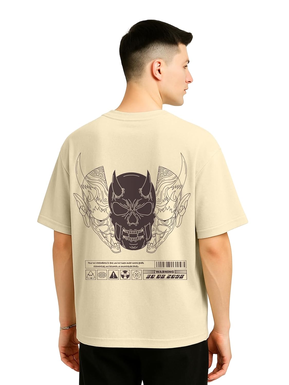 Cotton Drop Shoulder Round Neck Oversized Baggy Fit Front & Back Graphic Printed Half Sleeve T-Shirt Men (Available in from S to 2XL)