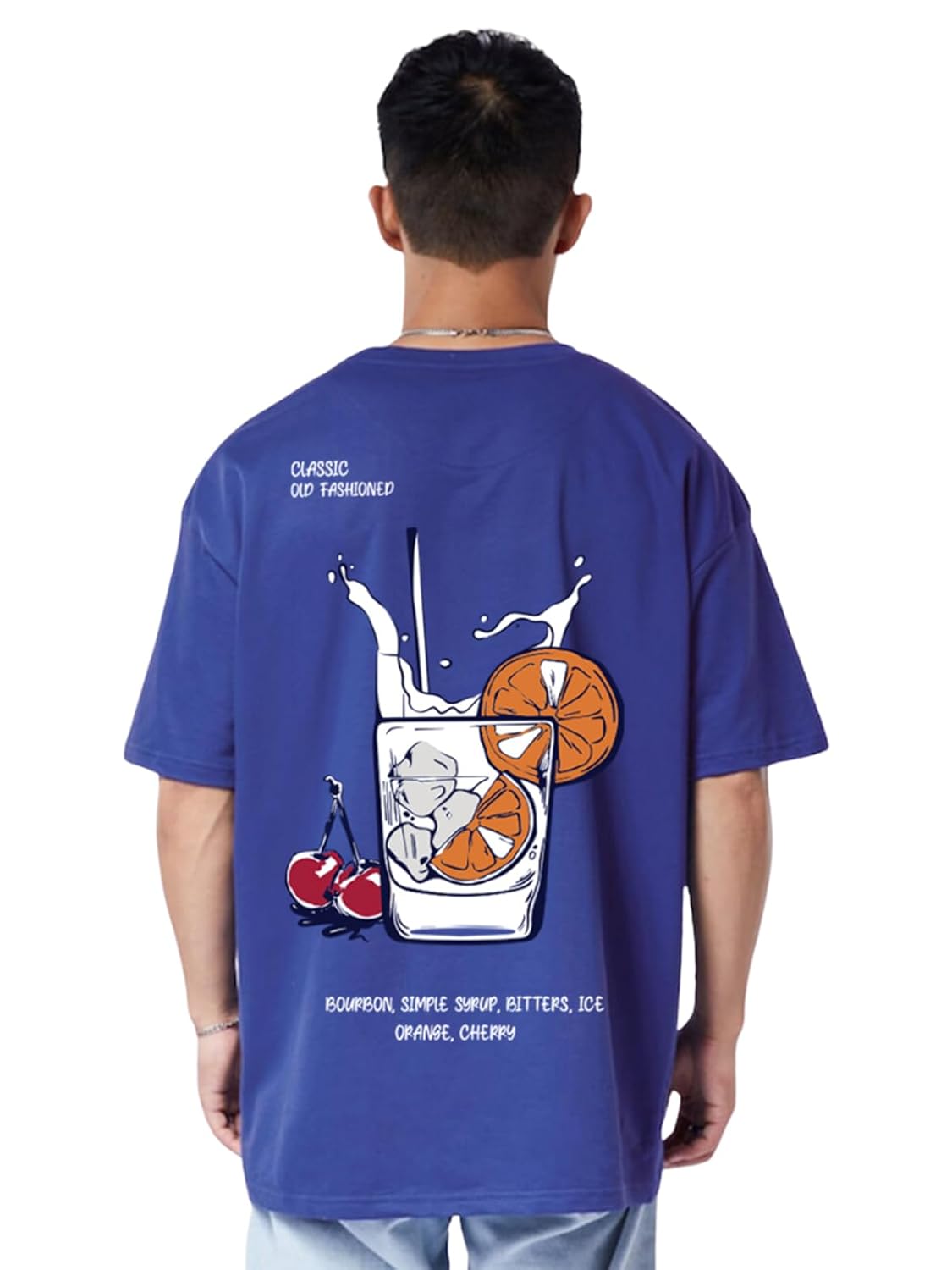 Cotton Drop Shoulder Round Neck Oversized Baggy Fit Front & Back Graphic Printed Half Sleeve T-Shirt Men (Available in from S to 2XL)
