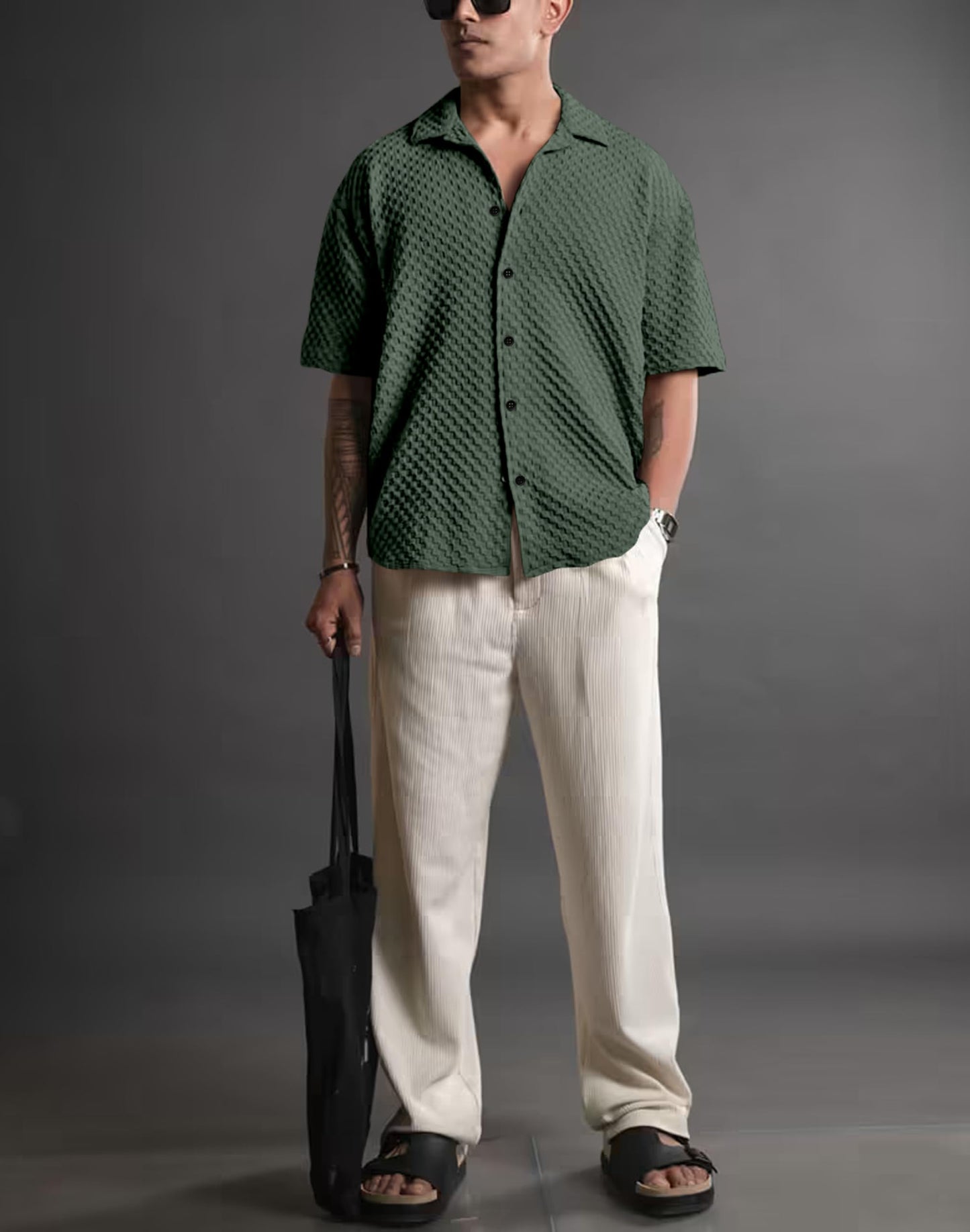 NexaFlair Casual Shirt for Men|| Shirt for Men|| Men Stylish Shirt||Button Down Shirts Half Sleeve Bubble Fashion Textured Shirt