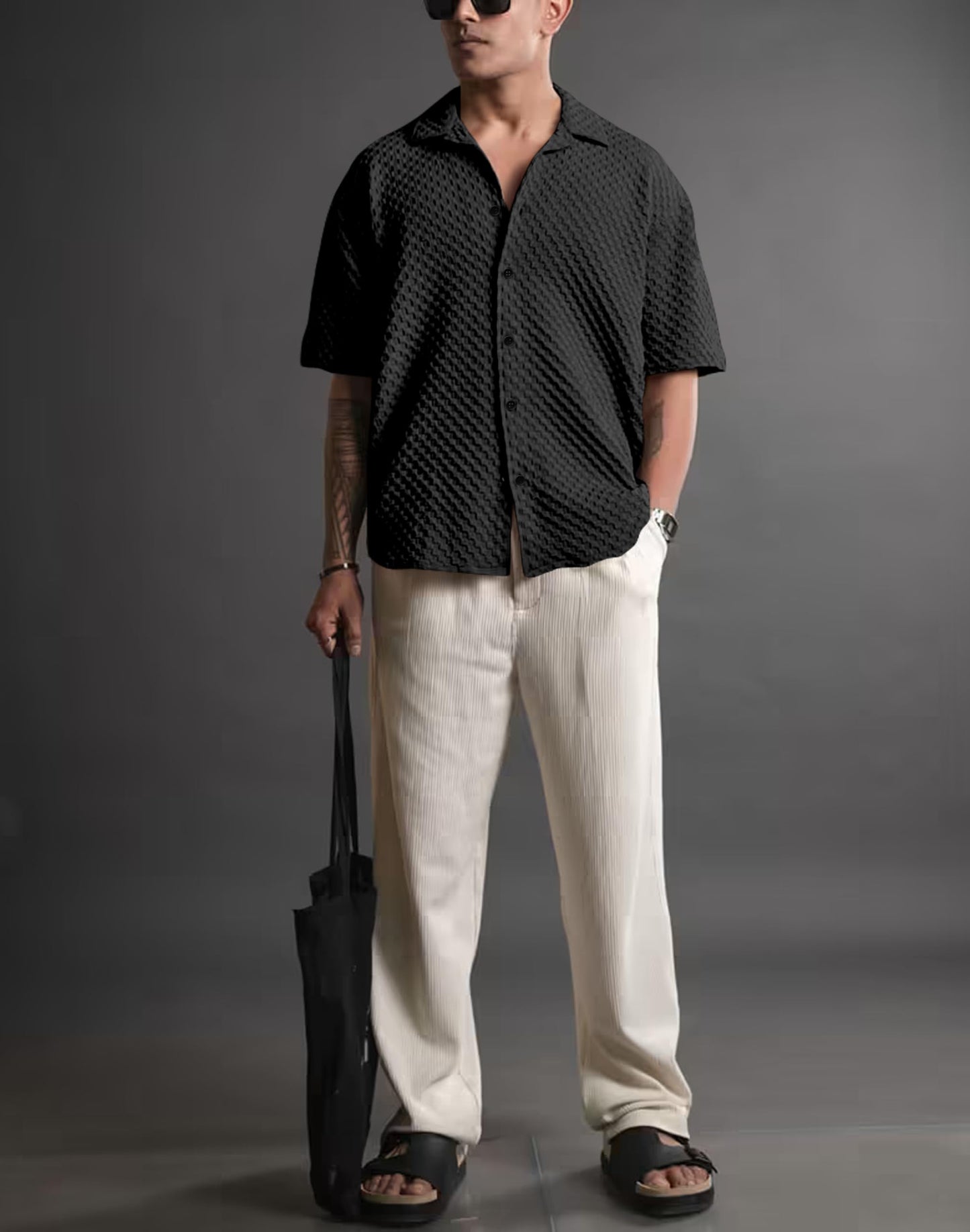 NexaFlair Casual Shirt for Men|| Shirt for Men|| Men Stylish Shirt||Button Down Shirts Half Sleeve Bubble Fashion Textured Shirt