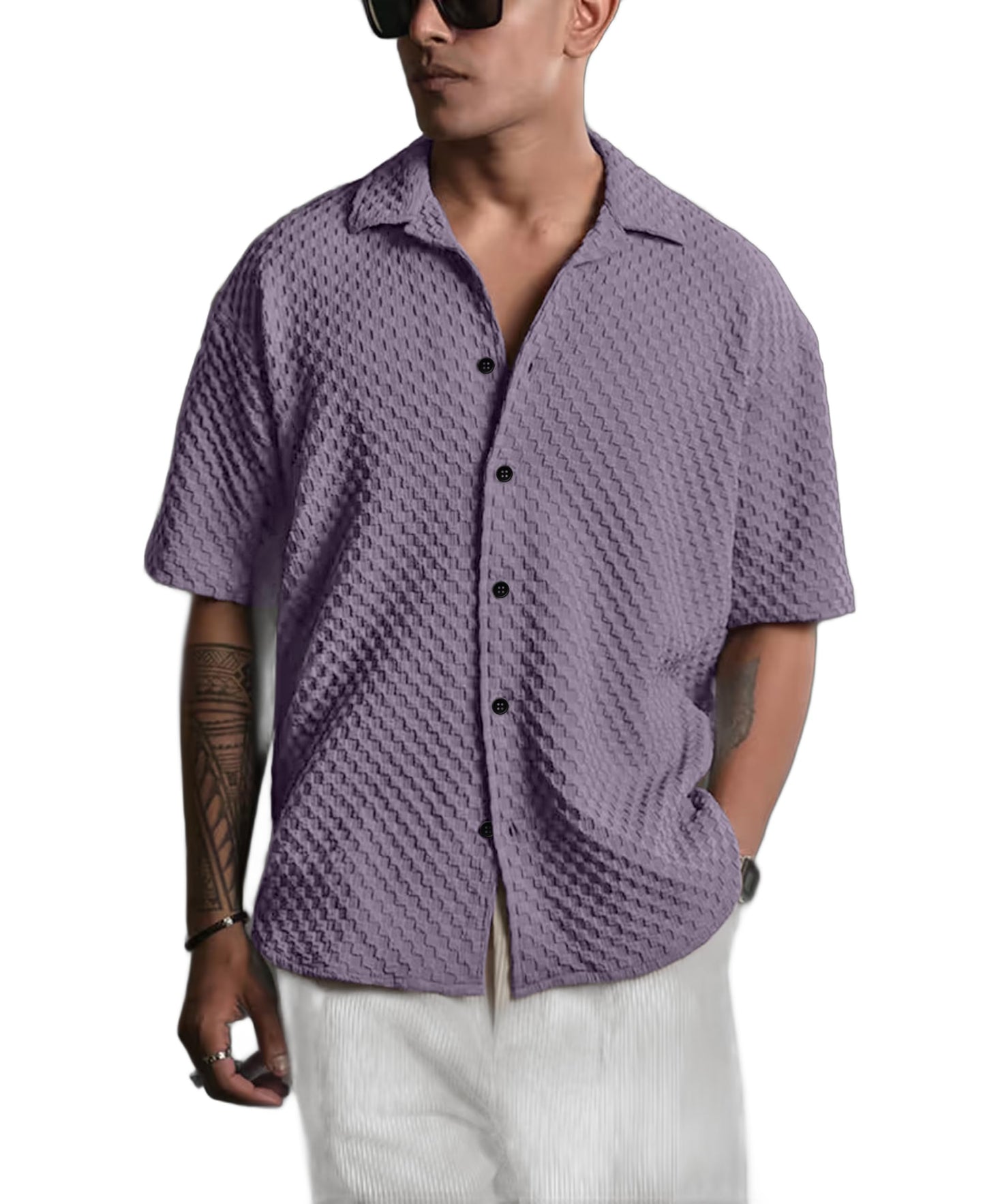 NexaFlair Casual Shirt for Men|| Shirt for Men|| Men Stylish Shirt||Button Down Shirts Half Sleeve Bubble Fashion Textured Shirt
