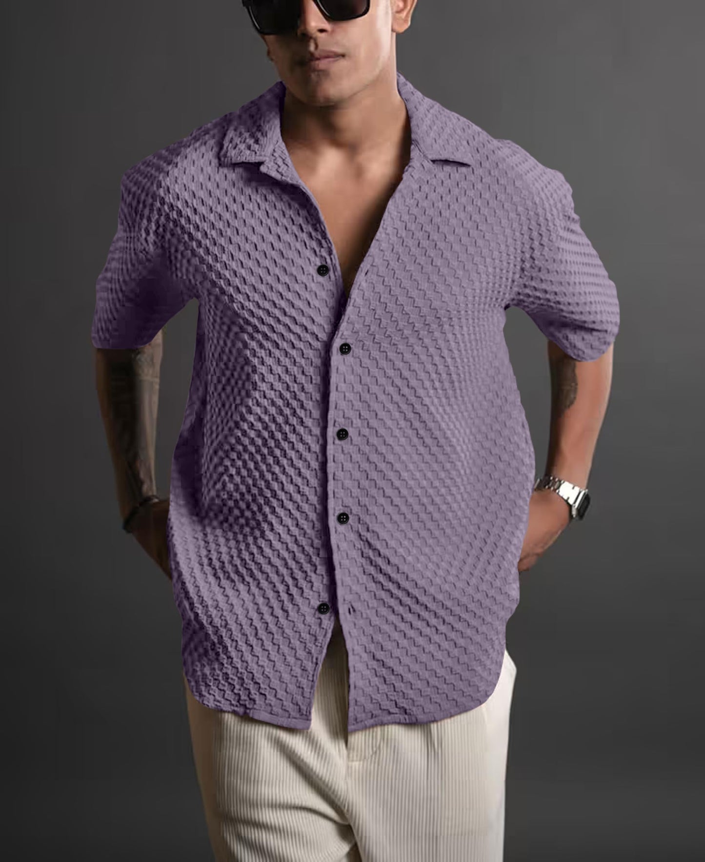 NexaFlair Casual Shirt for Men|| Shirt for Men|| Men Stylish Shirt||Button Down Shirts Half Sleeve Bubble Fashion Textured Shirt