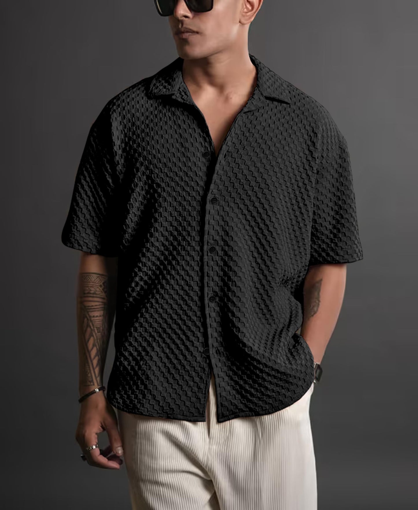 NexaFlair Casual Shirt for Men|| Shirt for Men|| Men Stylish Shirt||Button Down Shirts Half Sleeve Bubble Fashion Textured Shirt