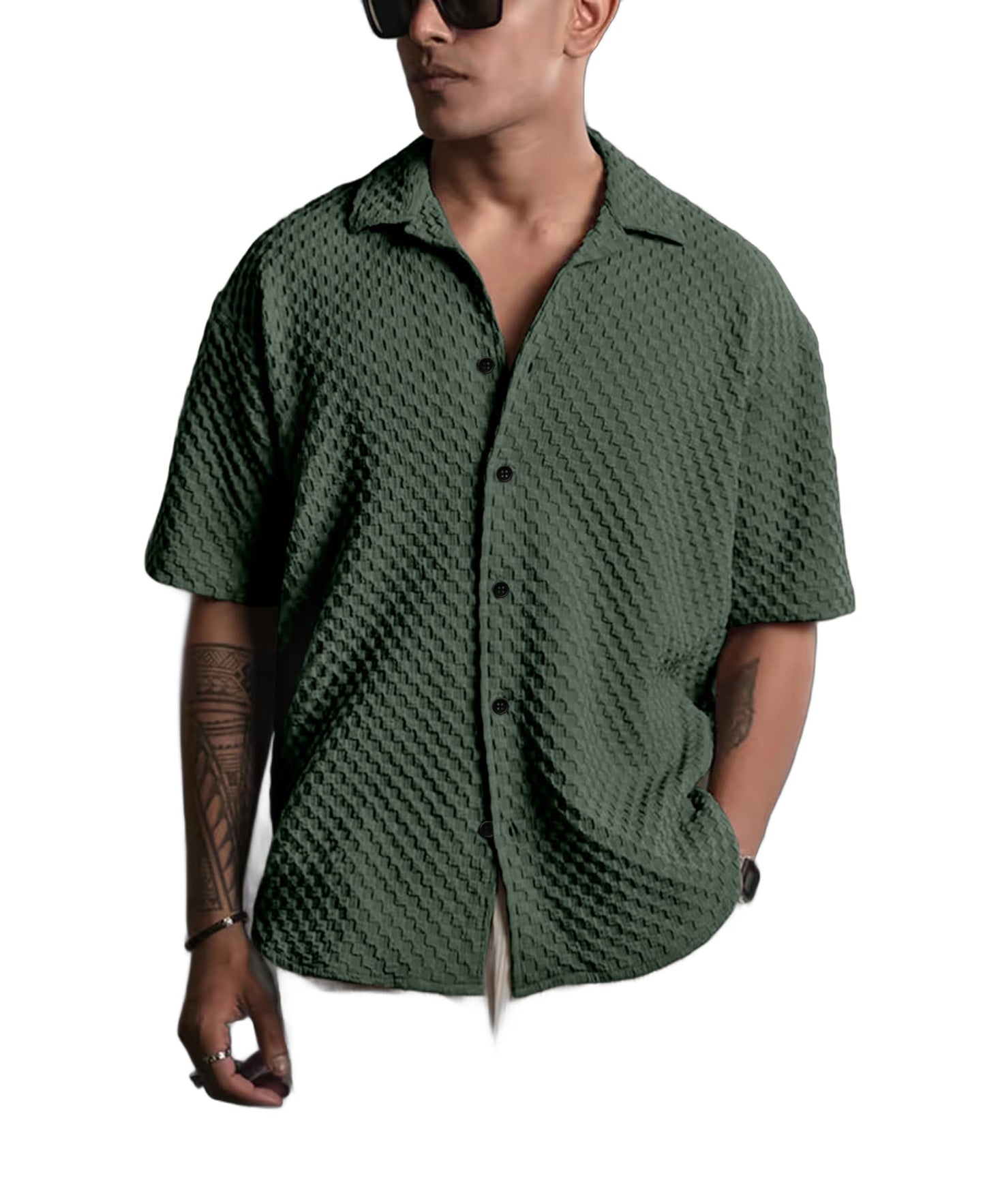 NexaFlair Casual Shirt for Men|| Shirt for Men|| Men Stylish Shirt||Button Down Shirts Half Sleeve Bubble Fashion Textured Shirt