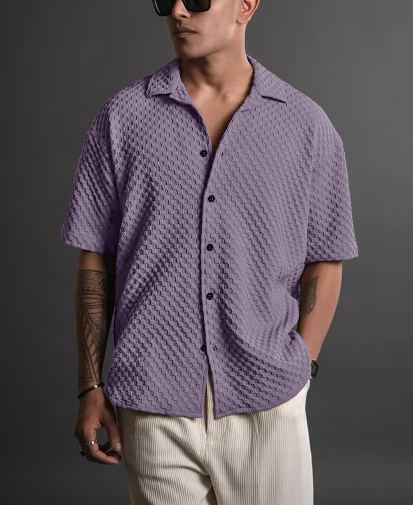 NexaFlair Casual Shirt for Men|| Shirt for Men|| Men Stylish Shirt||Button Down Shirts Half Sleeve Bubble Fashion Textured Shirt