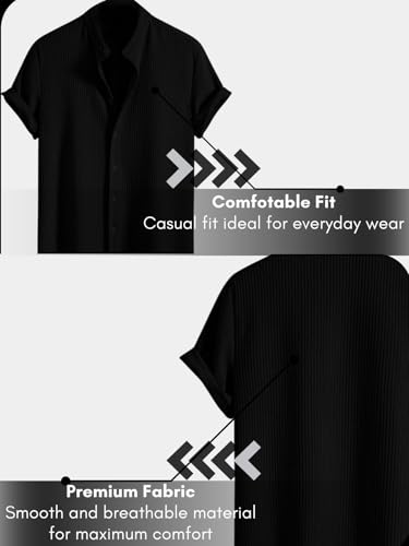 GRECIILOOKS Men's Polycotton Regular Fit Casual Shirt | Stylish | Printed | Solid | Short Sleeve | Trendy (Available in Plus Size and Combo Pack of 2)