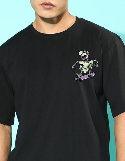 Cotton Drop Shoulder Round Neck Oversized Baggy Fit Front & Back Graphic Printed Half Sleeve T-Shirt Men (Available in from S to 2XL)