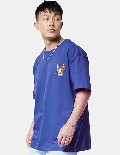Cotton Drop Shoulder Round Neck Oversized Baggy Fit Front & Back Graphic Printed Half Sleeve T-Shirt Men (Available in from S to 2XL)