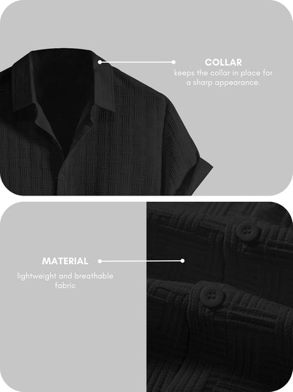 Fashion Men's Formal Button Down Shirt – Slim Fit Office Wear Shirt for Men | Textured Short Sleeve Polycotton | Business & Meeting Ready (Available in Plus Size and Combo Pack of 2)