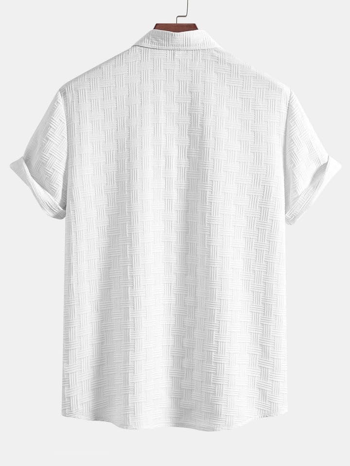 Fashion Men's Formal Button Down Shirt – Slim Fit Office Wear Shirt for Men | Textured Short Sleeve Polycotton | Business & Meeting Ready (Available in Plus Size and Combo Pack of 2)
