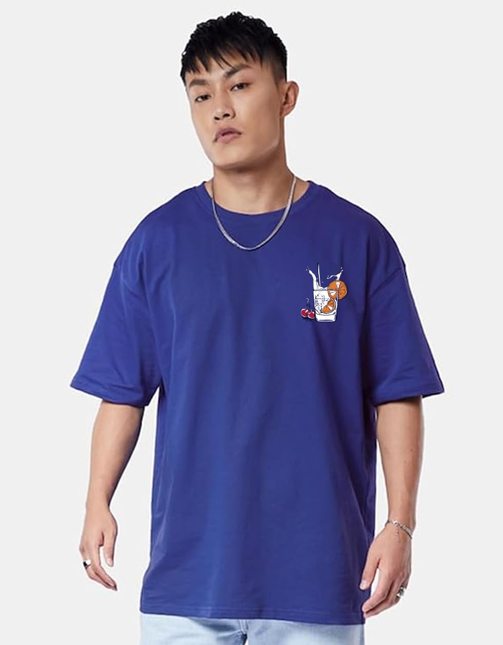 Cotton Drop Shoulder Round Neck Oversized Baggy Fit Front & Back Graphic Printed Half Sleeve T-Shirt Men (Available in from S to 2XL)