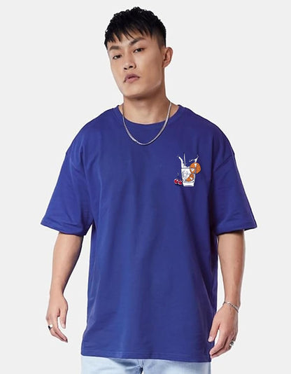 Cotton Drop Shoulder Round Neck Oversized Baggy Fit Front & Back Graphic Printed Half Sleeve T-Shirt Men (Available in from S to 2XL)