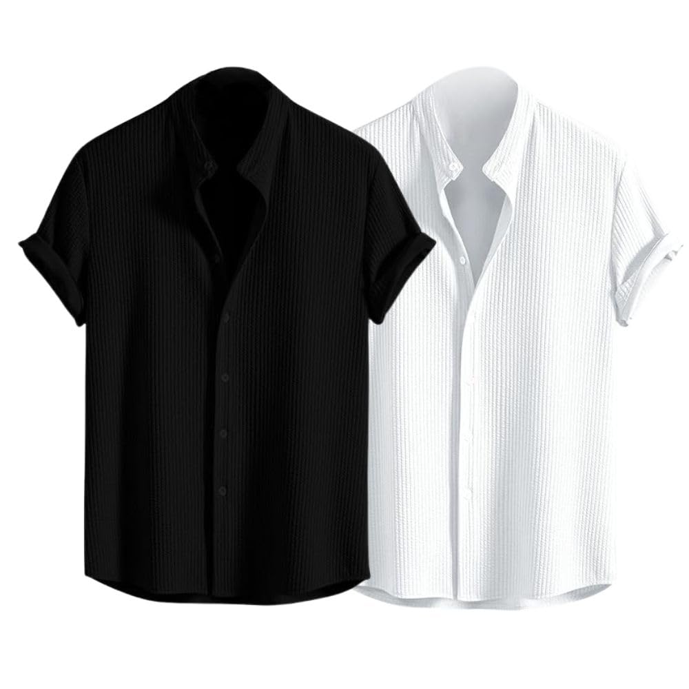 GRECIILOOKS Men's Polycotton Regular Fit Casual Shirt | Stylish | Printed | Solid | Short Sleeve | Trendy (Available in Plus Size and Combo Pack of 2)