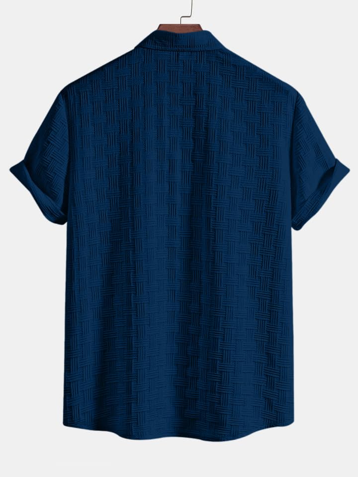 Fashion Men's Formal Button Down Shirt – Slim Fit Office Wear Shirt for Men | Textured Short Sleeve Polycotton | Business & Meeting Ready (Available in Plus Size and Combo Pack of 2)