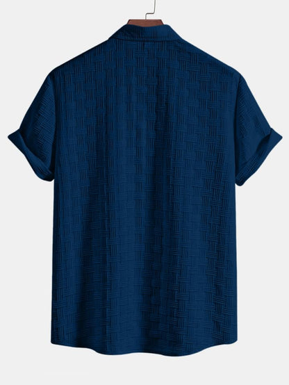 Fashion Men's Formal Button Down Shirt – Slim Fit Office Wear Shirt for Men | Textured Short Sleeve Polycotton | Business & Meeting Ready (Available in Plus Size and Combo Pack of 2)