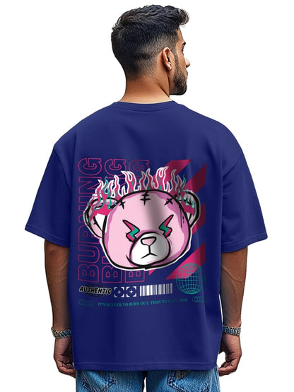 Cotton Drop Shoulder Round Neck Oversized Baggy Fit Front & Back Graphic Printed Half Sleeve T-Shirt Men (Available in from S to 2XL)