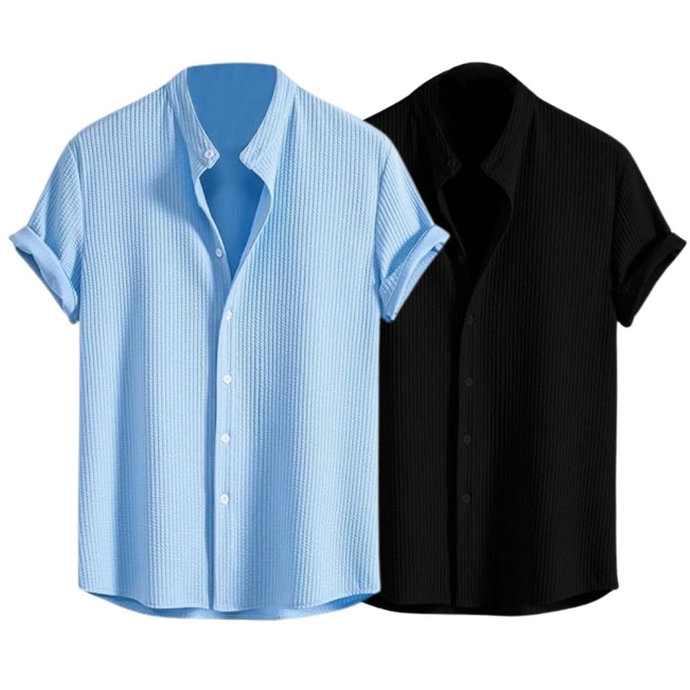 GRECIILOOKS Men's Polycotton Regular Fit Casual Shirt | Stylish | Printed | Solid | Short Sleeve | Trendy (Available in Plus Size and Combo Pack of 2)