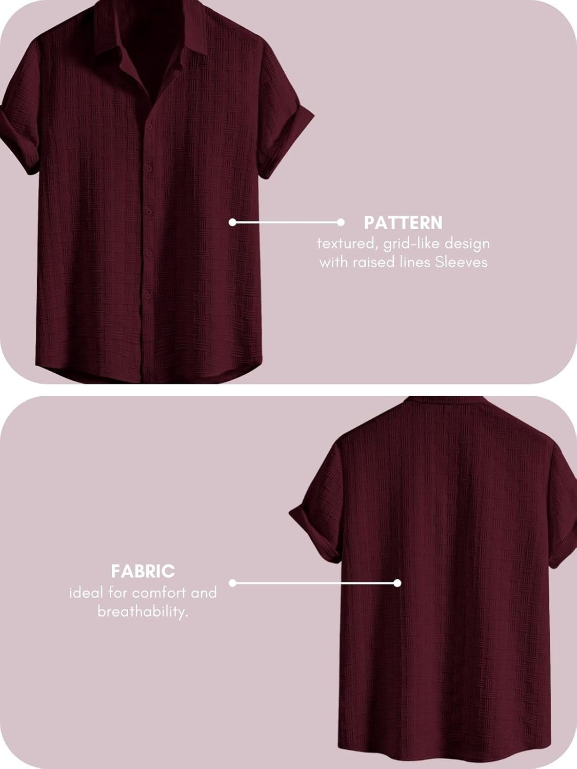 Fashion Men's Formal Button Down Shirt – Slim Fit Office Wear Shirt for Men | Textured Short Sleeve Polycotton | Business & Meeting Ready (Available in Plus Size and Combo Pack of 2)