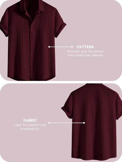 Fashion Men's Formal Button Down Shirt – Slim Fit Office Wear Shirt for Men | Textured Short Sleeve Polycotton | Business & Meeting Ready (Available in Plus Size and Combo Pack of 2)