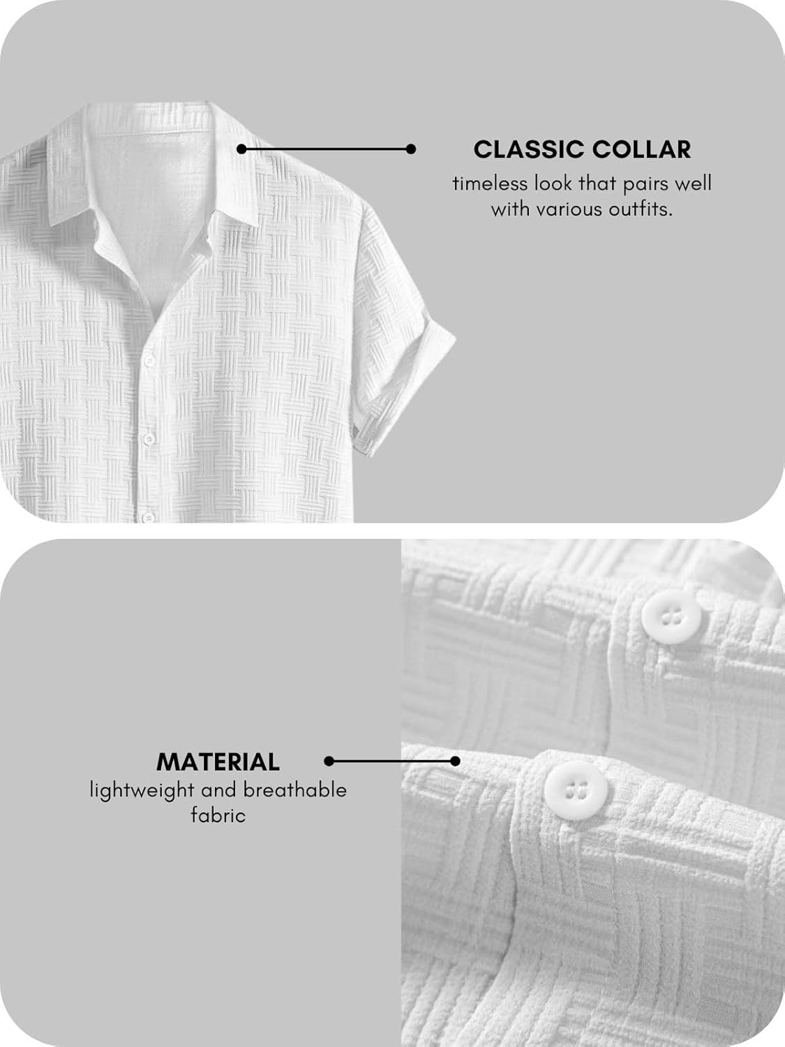 Fashion Men's Formal Button Down Shirt – Slim Fit Office Wear Shirt for Men | Textured Short Sleeve Polycotton | Business & Meeting Ready (Available in Plus Size and Combo Pack of 2)
