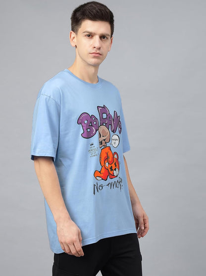 Cotton Drop Shoulder Round Neck Oversized Baggy Fit Front & Back Graphic Printed Half Sleeve T-Shirt Men (Available in from S to 2XL)