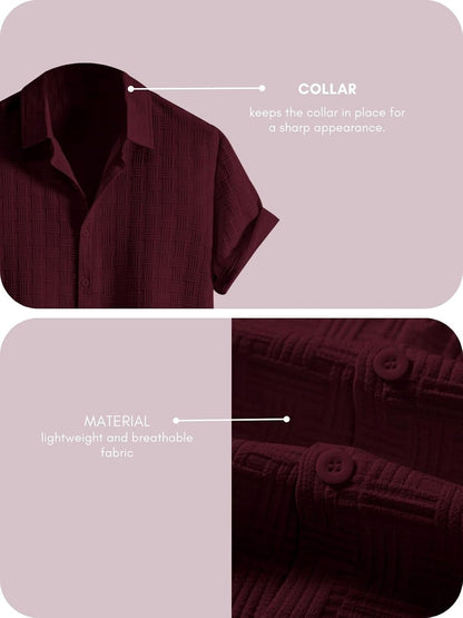 Fashion Men's Formal Button Down Shirt – Slim Fit Office Wear Shirt for Men | Textured Short Sleeve Polycotton | Business & Meeting Ready (Available in Plus Size and Combo Pack of 2)