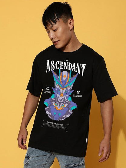 Cotton Drop Shoulder Round Neck Oversized Baggy Fit Front & Back Graphic Printed Half Sleeve T-Shirt Men (Available in from S to 2XL)