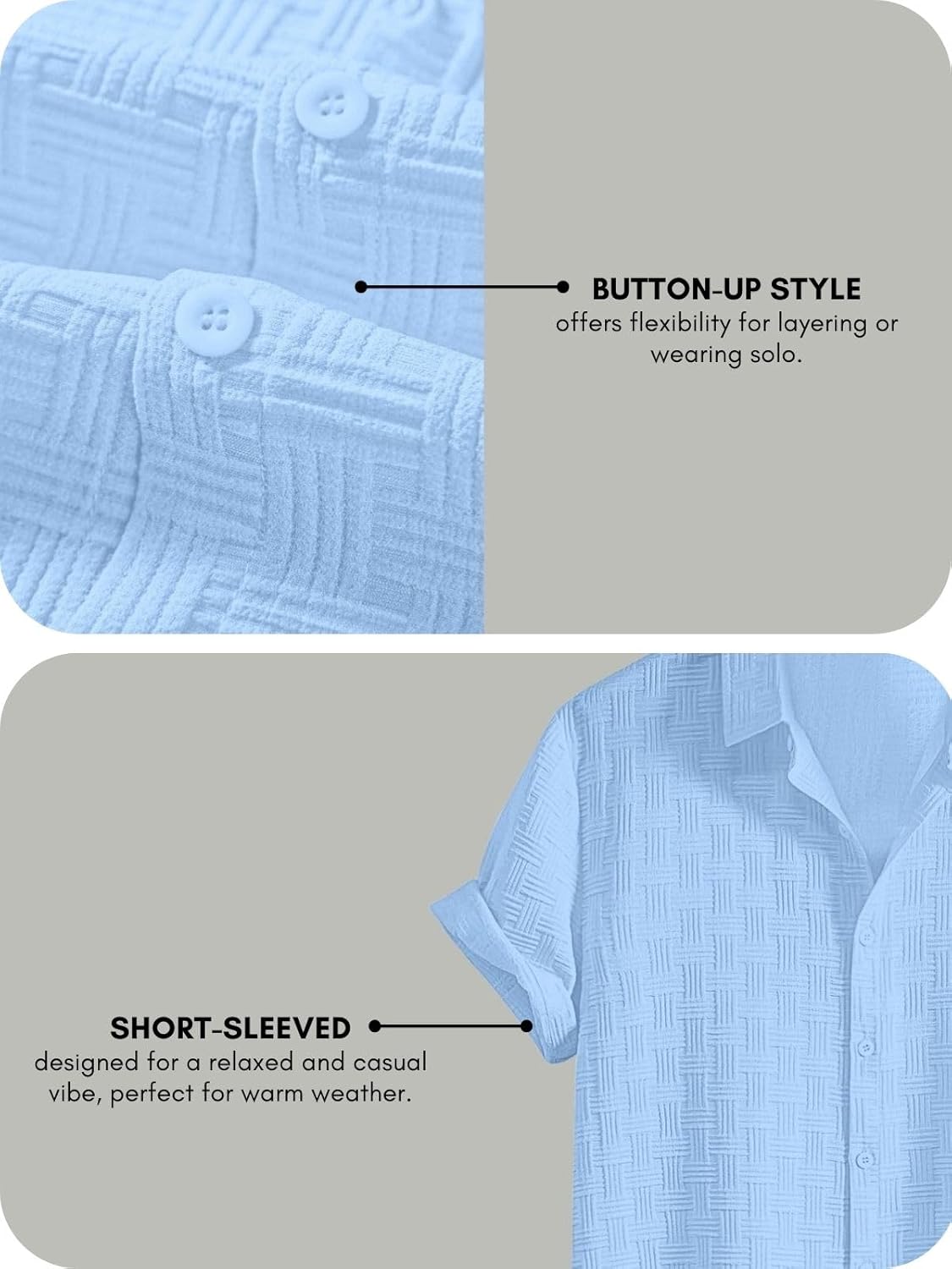 Fashion Men's Formal Button Down Shirt – Slim Fit Office Wear Shirt for Men | Textured Short Sleeve Polycotton | Business & Meeting Ready (Available in Plus Size and Combo Pack of 2)