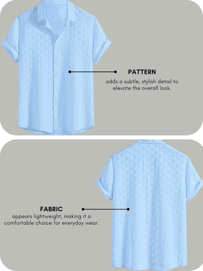 Fashion Men's Formal Button Down Shirt – Slim Fit Office Wear Shirt for Men | Textured Short Sleeve Polycotton | Business & Meeting Ready (Available in Plus Size and Combo Pack of 2)