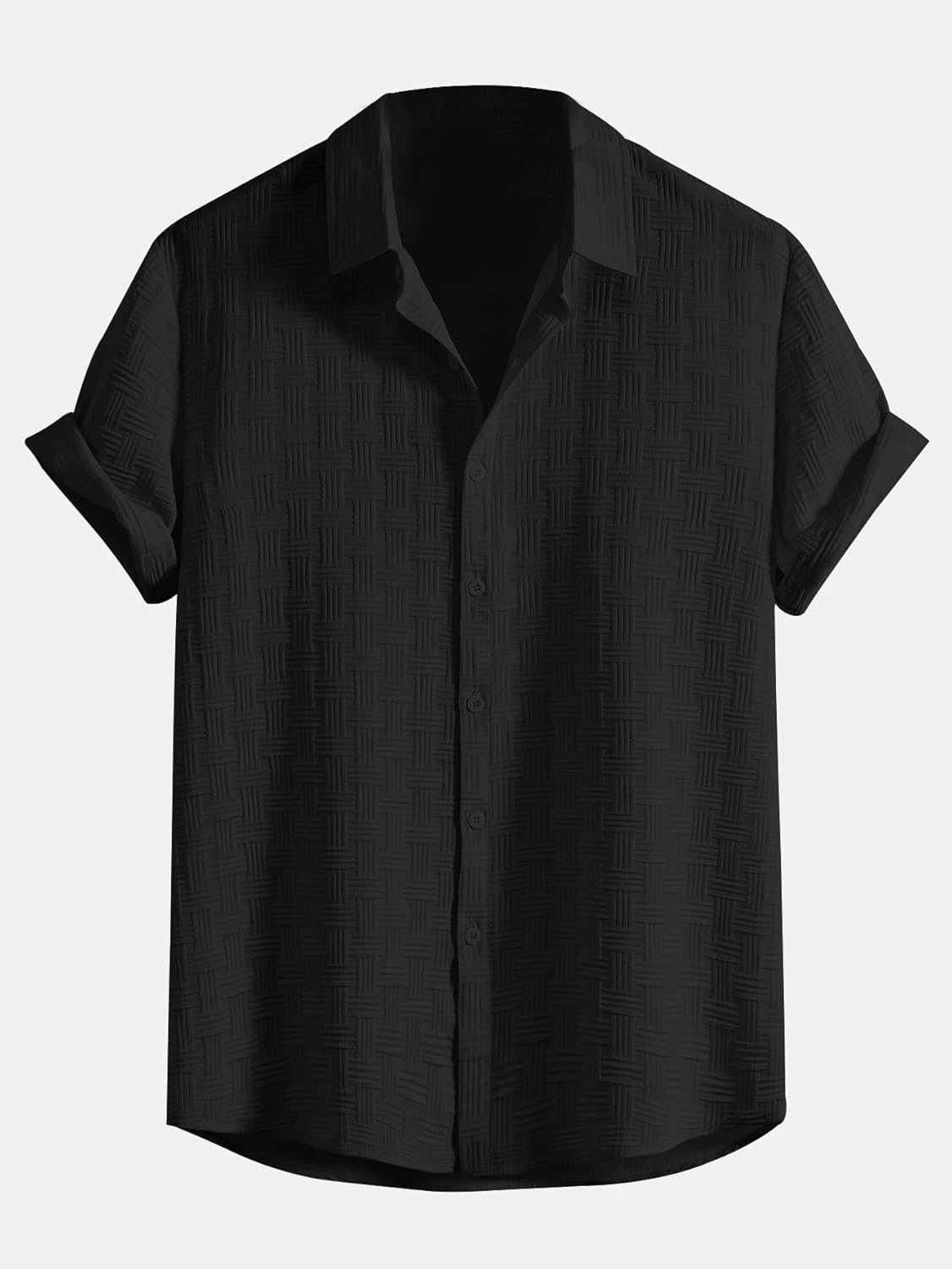 Fashion Men's Formal Button Down Shirt – Slim Fit Office Wear Shirt for Men | Textured Short Sleeve Polycotton | Business & Meeting Ready (Available in Plus Size and Combo Pack of 2)