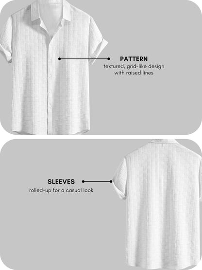 Fashion Men's Formal Button Down Shirt – Slim Fit Office Wear Shirt for Men | Textured Short Sleeve Polycotton | Business & Meeting Ready (Available in Plus Size and Combo Pack of 2)