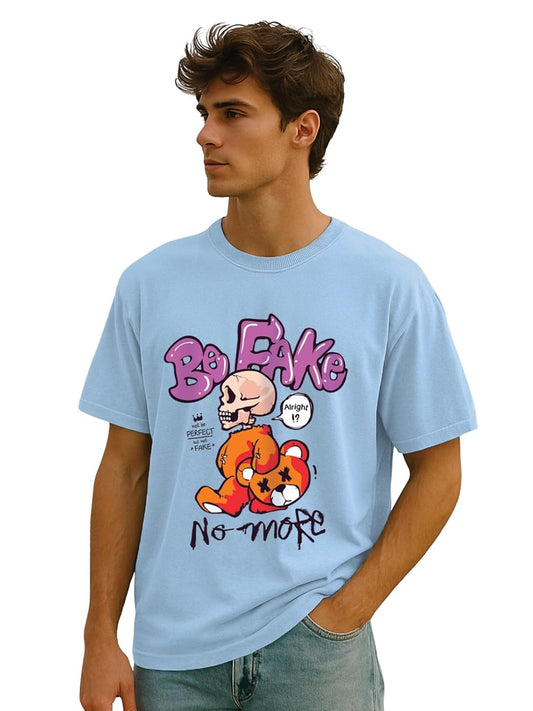 Cotton Drop Shoulder Round Neck Oversized Baggy Fit Front & Back Graphic Printed Half Sleeve T-Shirt Men (Available in from S to 2XL)