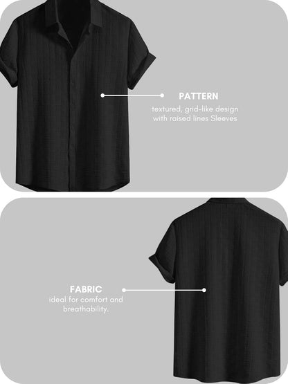 Fashion Men's Formal Button Down Shirt – Slim Fit Office Wear Shirt for Men | Textured Short Sleeve Polycotton | Business & Meeting Ready (Available in Plus Size and Combo Pack of 2)