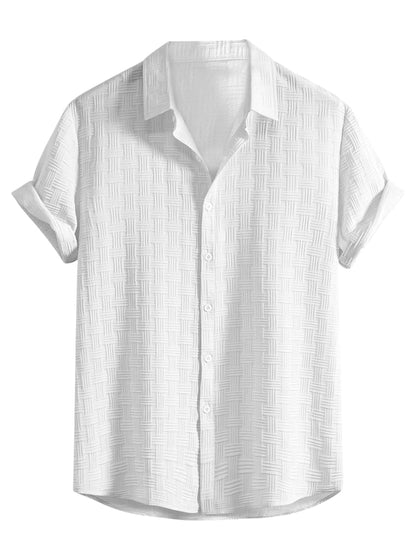 Fashion Men's Formal Button Down Shirt – Slim Fit Office Wear Shirt for Men | Textured Short Sleeve Polycotton | Business & Meeting Ready (Available in Plus Size and Combo Pack of 2)