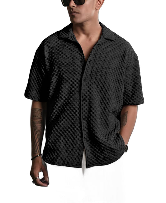 NexaFlair Casual Shirt for Men|| Shirt for Men|| Men Stylish Shirt||Button Down Shirts Half Sleeve Bubble Fashion Textured Shirt