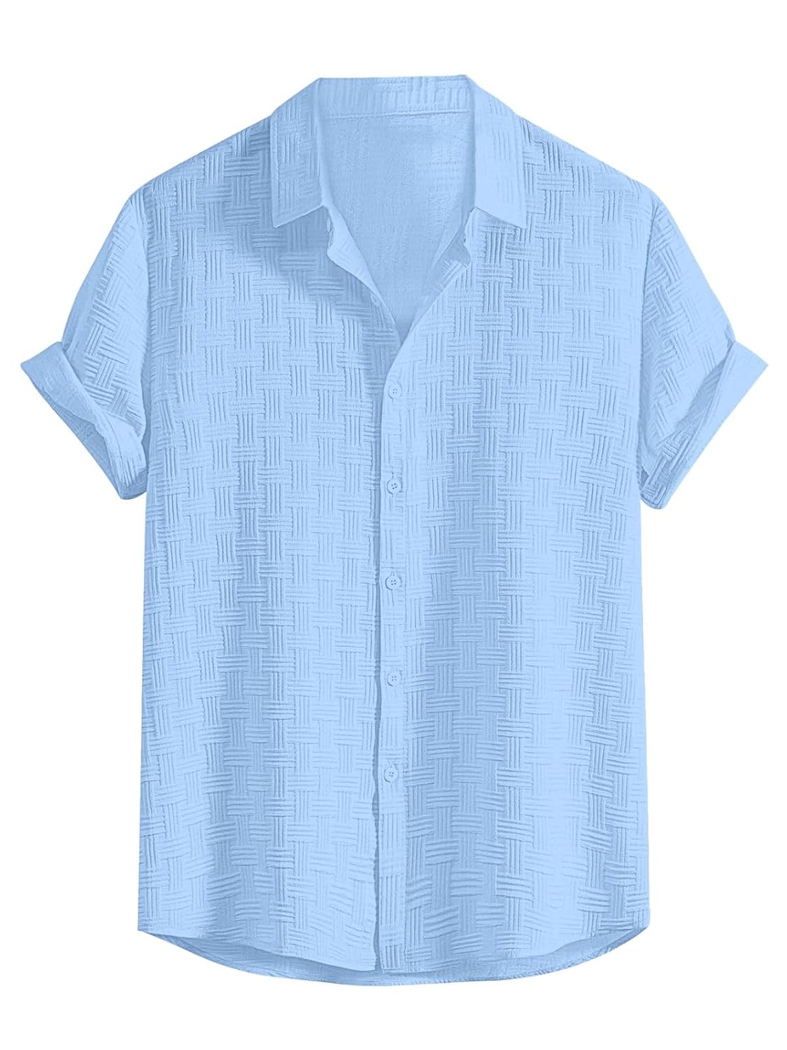 Fashion Men's Formal Button Down Shirt – Slim Fit Office Wear Shirt for Men | Textured Short Sleeve Polycotton | Business & Meeting Ready (Available in Plus Size and Combo Pack of 2)