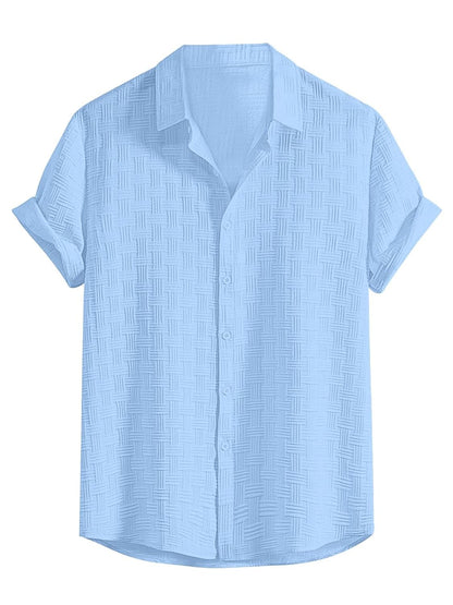 Fashion Men's Formal Button Down Shirt – Slim Fit Office Wear Shirt for Men | Textured Short Sleeve Polycotton | Business & Meeting Ready (Available in Plus Size and Combo Pack of 2)