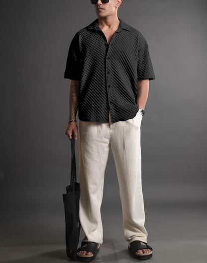 NexaFlair Casual Shirt for Men|| Shirt for Men|| Men Stylish Shirt||Button Down Shirts Half Sleeve Bubble Fashion Textured Shirt