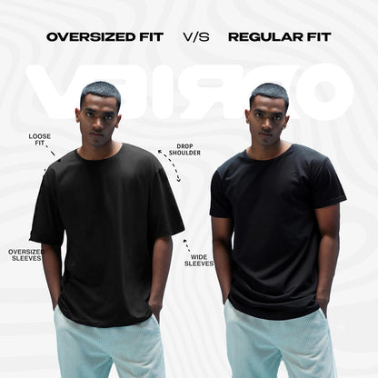 Cotton Drop Shoulder Round Neck Oversized Baggy Fit Front & Back Graphic Printed Half Sleeve T-Shirt Men (Available in from S to 2XL)