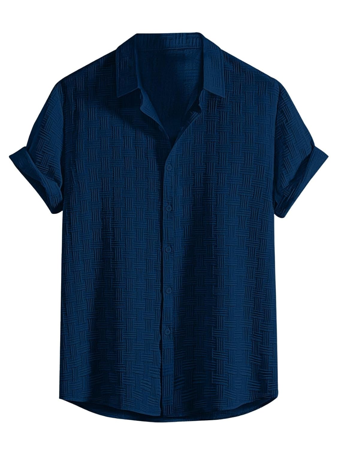 Fashion Men's Formal Button Down Shirt – Slim Fit Office Wear Shirt for Men | Textured Short Sleeve Polycotton | Business & Meeting Ready (Available in Plus Size and Combo Pack of 2)