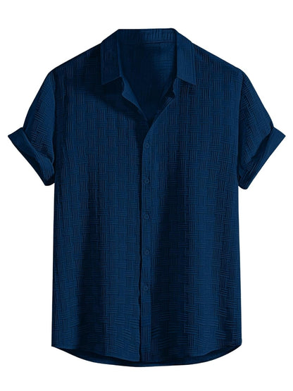 Fashion Men's Formal Button Down Shirt – Slim Fit Office Wear Shirt for Men | Textured Short Sleeve Polycotton | Business & Meeting Ready (Available in Plus Size and Combo Pack of 2)