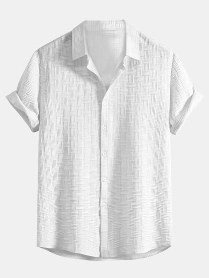 Fashion Men's Formal Button Down Shirt – Slim Fit Office Wear Shirt for Men | Textured Short Sleeve Polycotton | Business & Meeting Ready (Available in Plus Size and Combo Pack of 2)